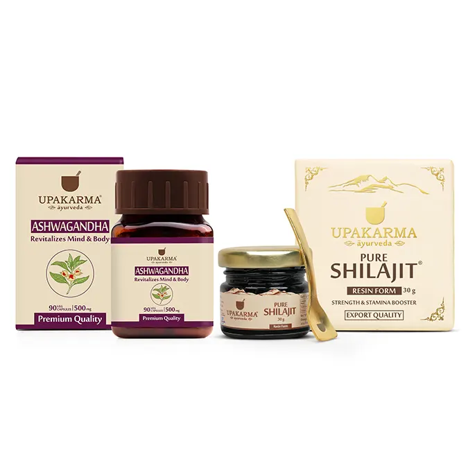 Combo Pack of Pure Shilajit Resin 30g & Ashwagandha 90 Capsules