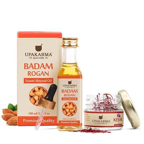 Pure Sweet Almond/Badam Rogan Oil 100 ml & Kashmir Kesar/Saffron 1g