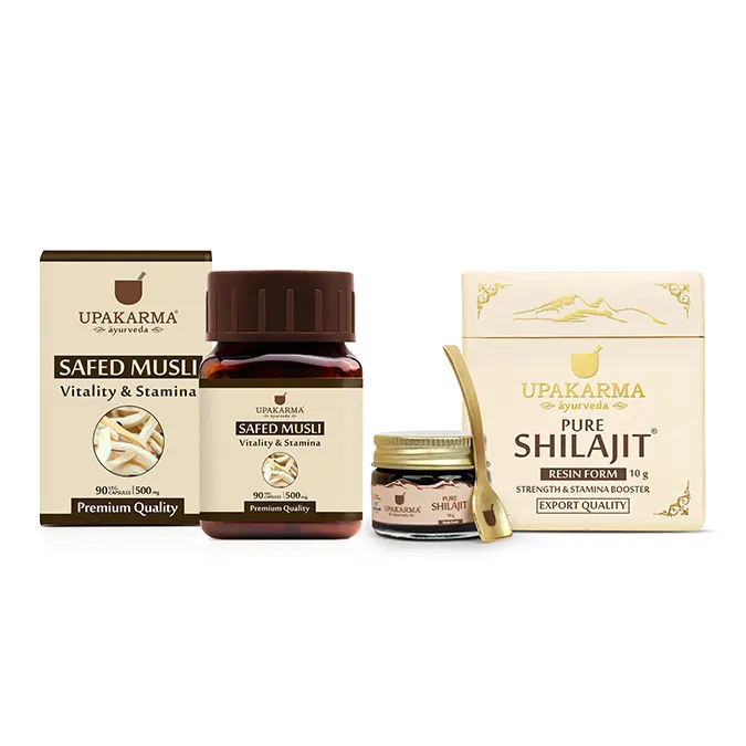 Combo Pack of Shilajit Resin 10g & Safed Musli Capsules