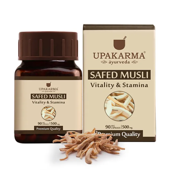 Upakarma Safed Musli Capsules | Health Benefits Of Safed Musli | Safed Musli Uses | Boosts Immunity & Strength