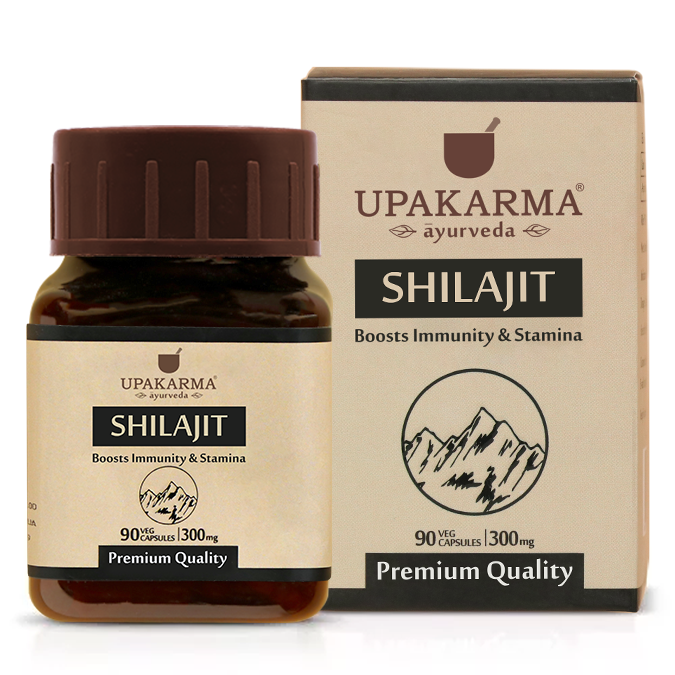 Upakarma Ayurveda Pure Shilajit Capsules - 300mg, 90 Veggie Capsules - Boost Strength & Stamina Pack 1