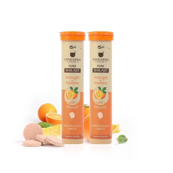 Pure Shilajit Effervescent Tablets- Orange Flavour Pack of 2