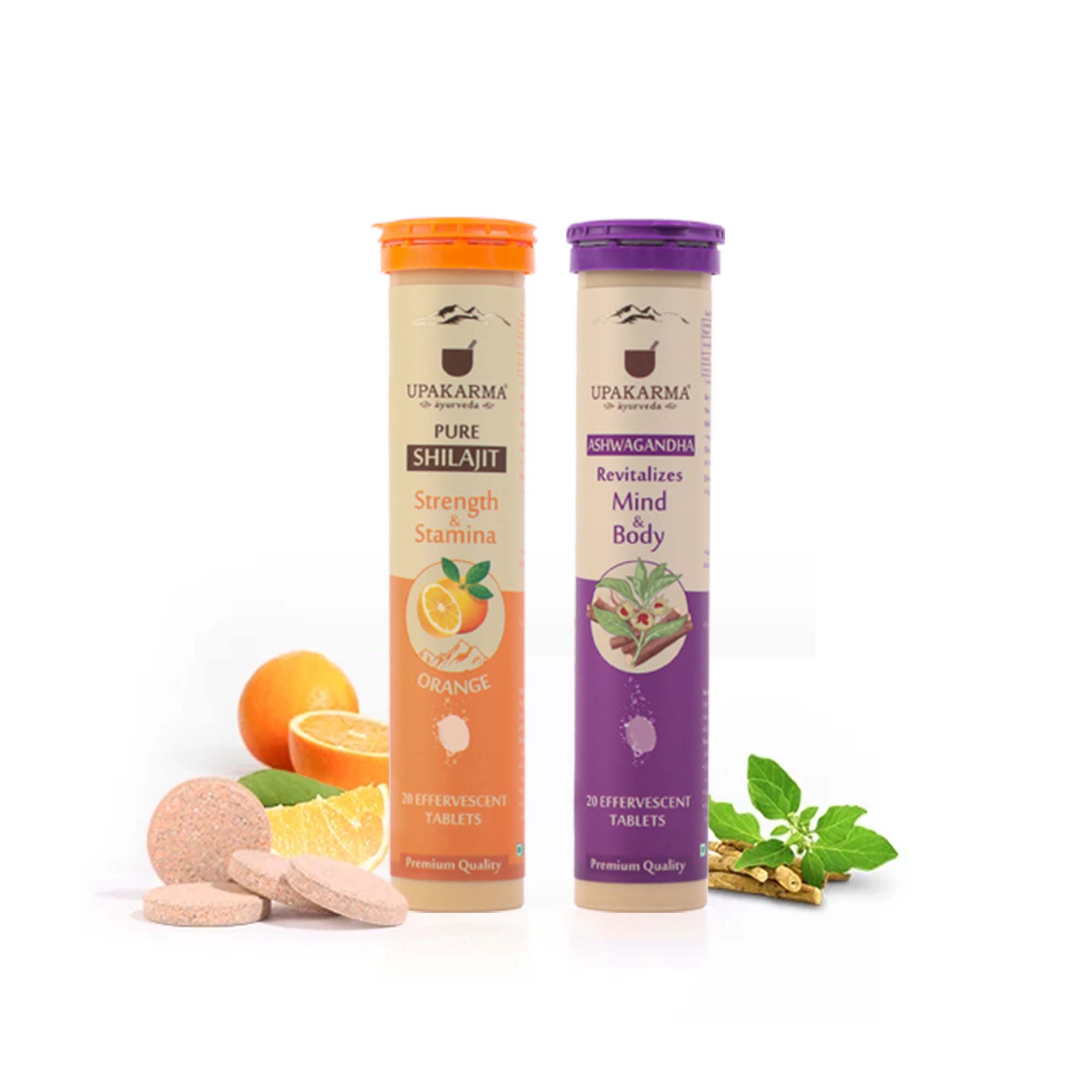 Combo Pack of Shilajit Effervescent Orange Flavour & Ashwagandha Effervescent