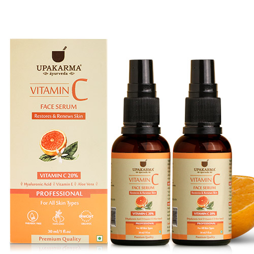 Upakarma Vitamin C Face Serum 30ML - Pack of 2 | Restore and Renews Skin with Hyaluronic acid, Vitamin E and Aloe Vera