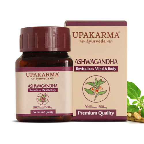 Upakarma Ayurveda Pure Ashwagandha 90 Capsules - 500mg - Boost Immunity