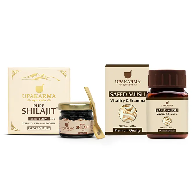 Combo Pack of Pure Shilajit Resin 20g & Safed Musli Capsules